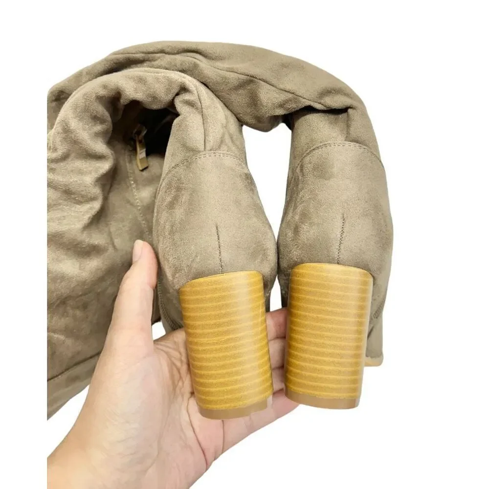 Journee Collection Over The Knee Boots Size 6 Vegan Leather Block Heel Round Toe